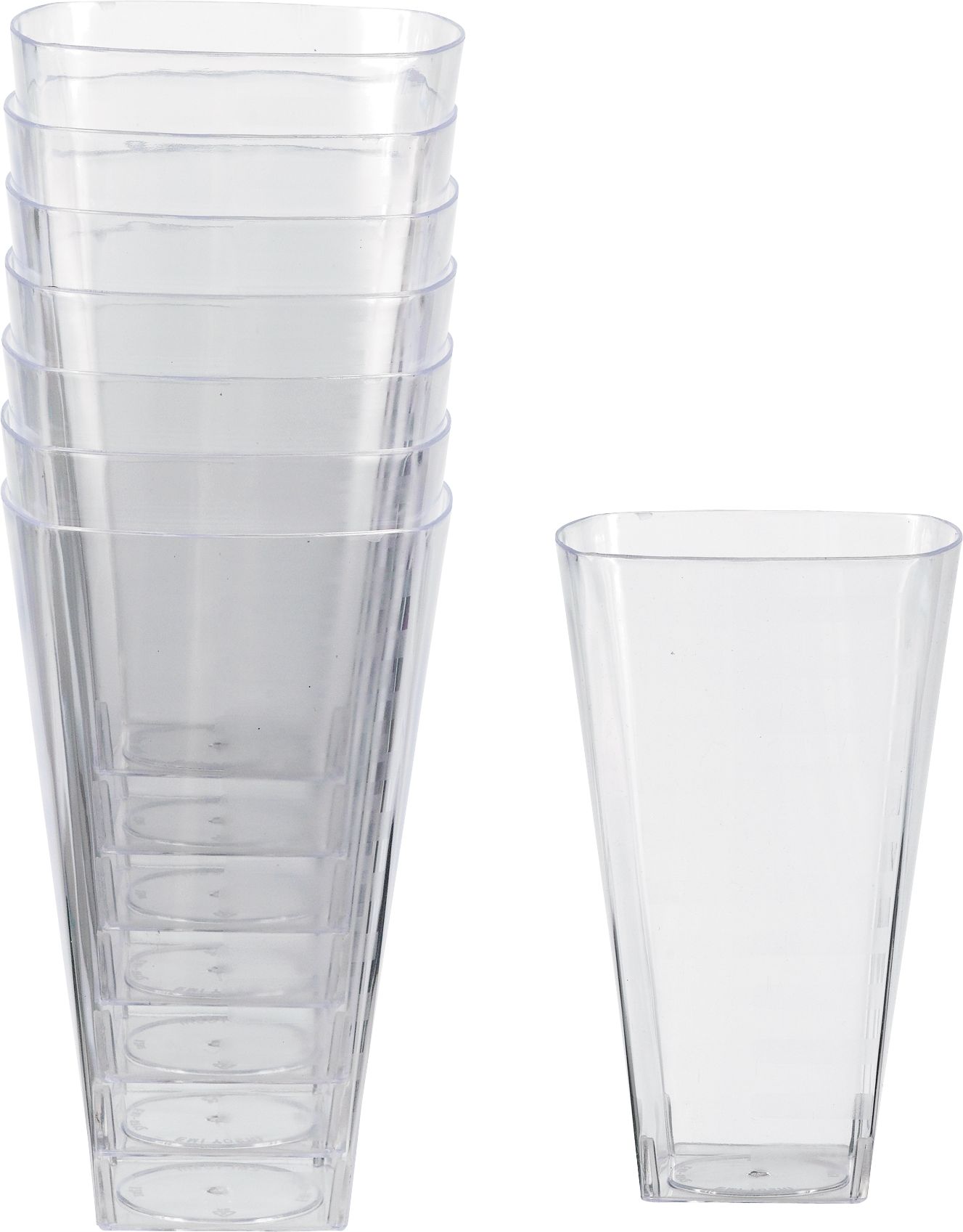 Square Plastic Reusable Cups, Clear, 12-oz, 14-pk, for Christmas/Thanksgiving/New Year's Eve/Birthday Party Front_Elevated