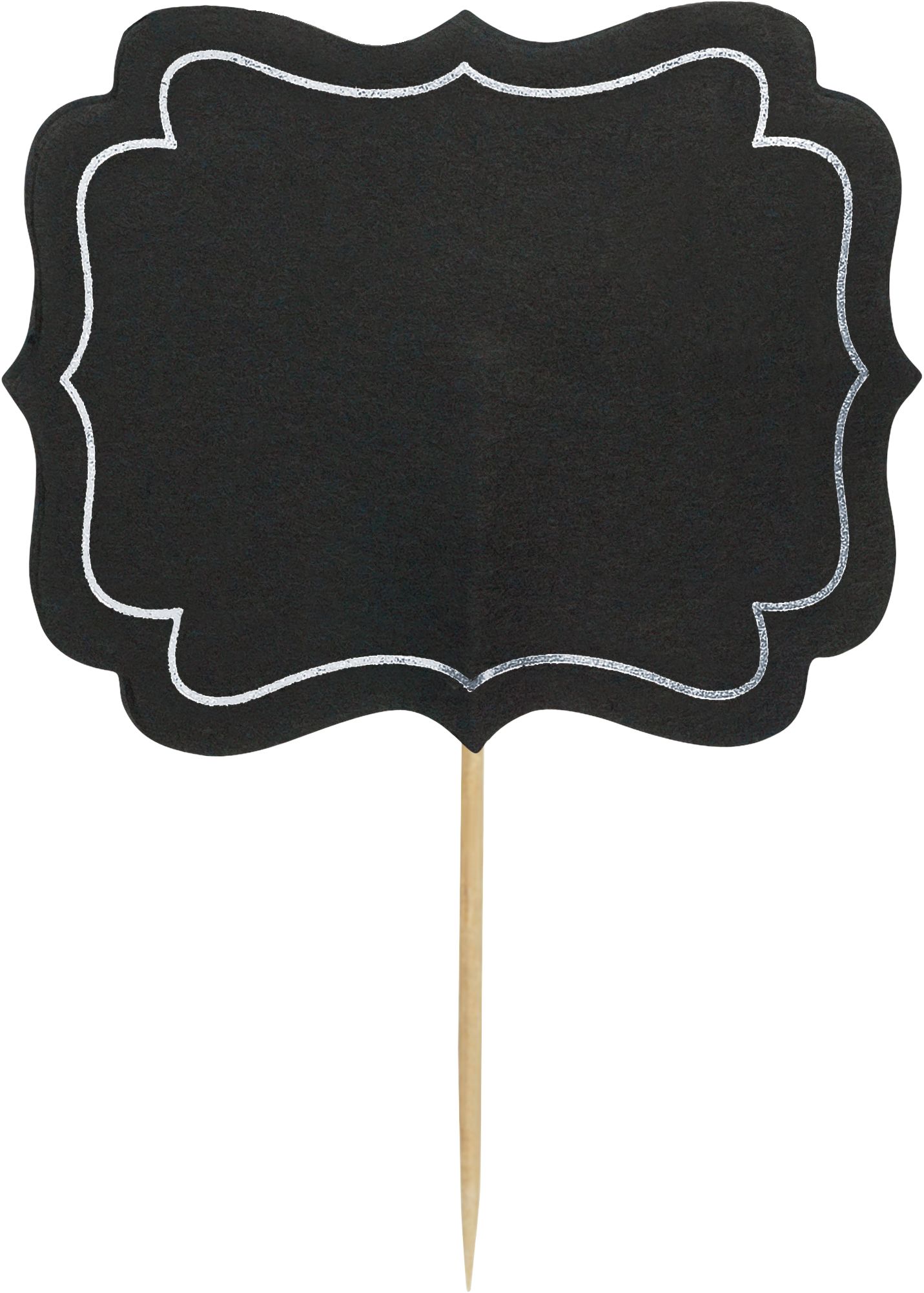 Customizable Chalkboard Label Party Picks, Black, 3.5-in, 24-pk, for Baby Shower/Birthday Party/New Year's Eve Front_Flat