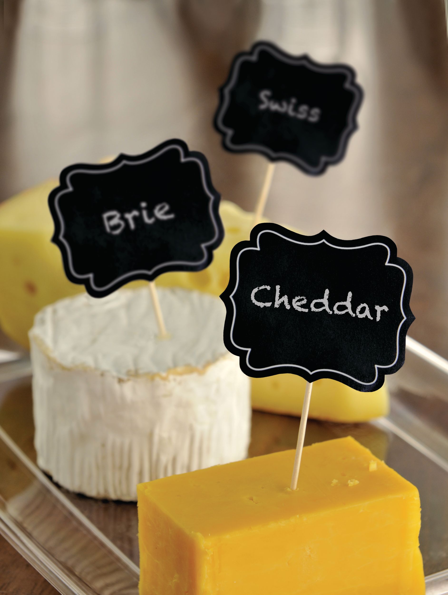 Customizable Chalkboard Label Party Picks, Black, 3.5-in, 24-pk, for Baby Shower/Birthday Party/New Year's Eve Front_Flat