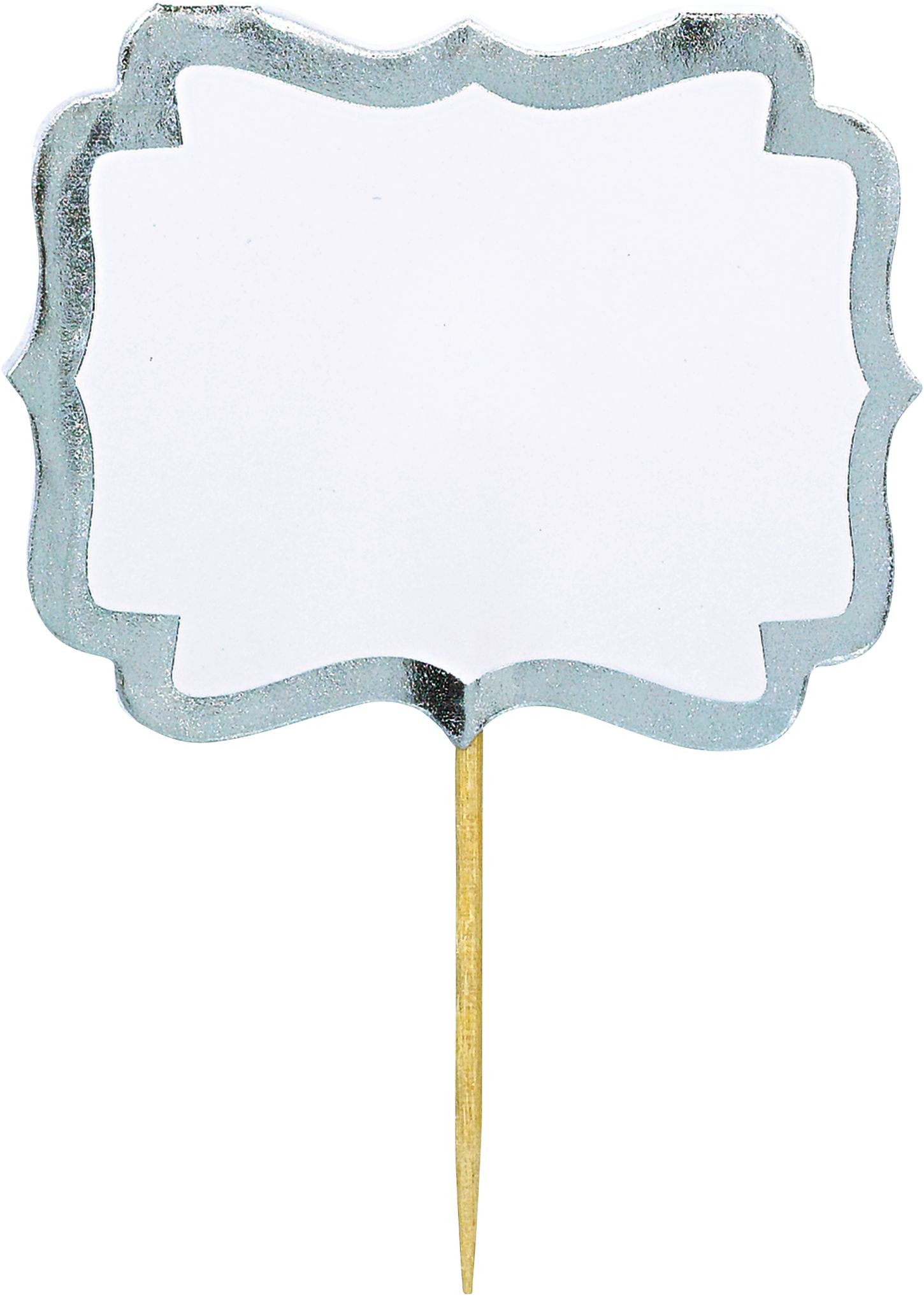 Pics à étiquette, blanc avec bordure argent métallisé, paq. 24 Front_Flat