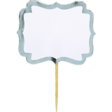 Label Picks, White with Metallic Silver Border, 24-pk Front_Flat