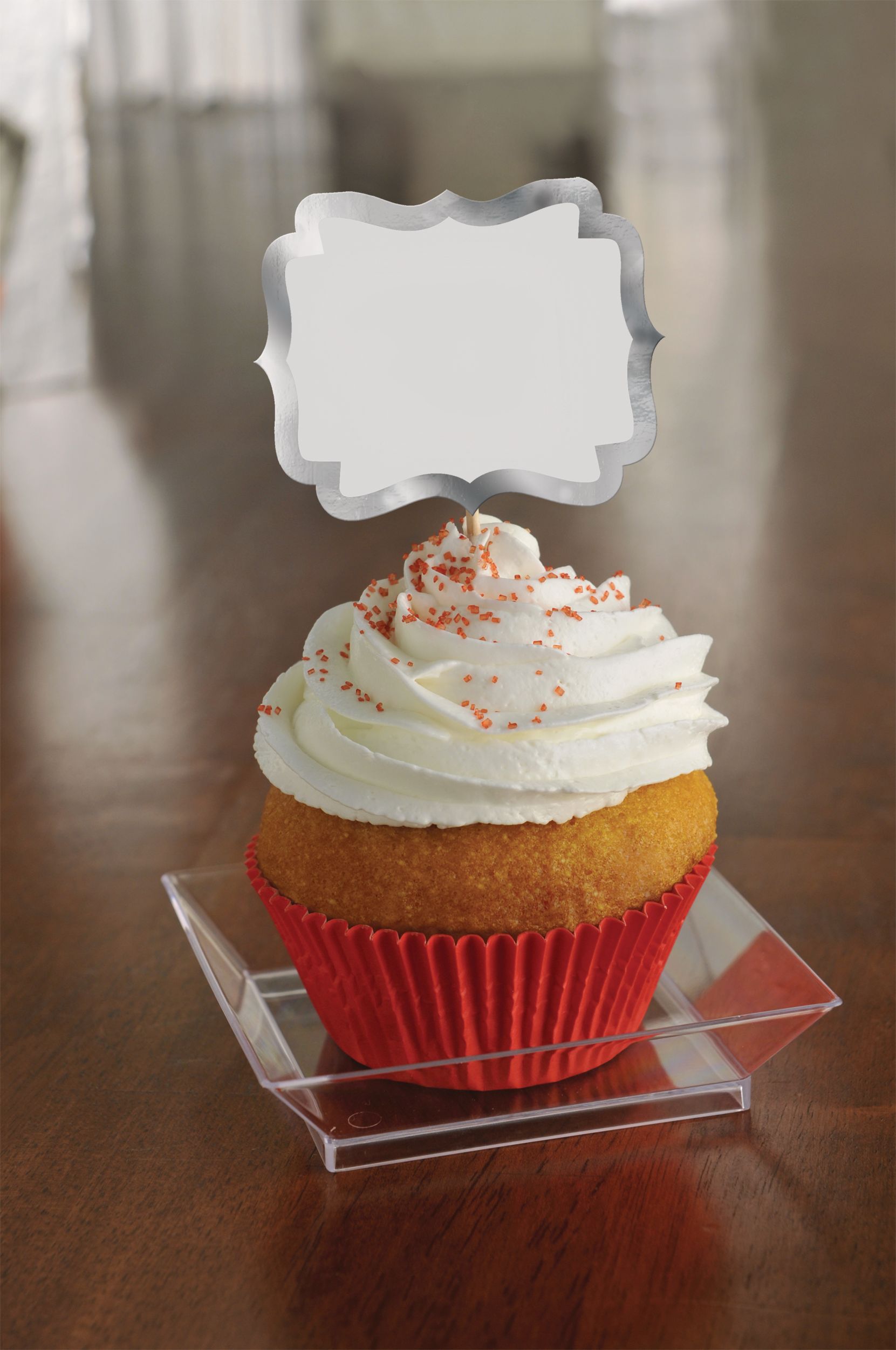 Pics à étiquette, blanc avec bordure argent métallisé, paq. 24 Front_Flat