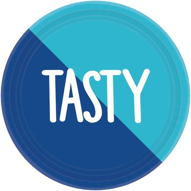 Blue Tasty Dessert Plates, 8-pk Overhead_Flat