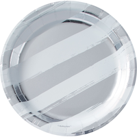 Metallic Silver Stripe Dessert Plates, 8-pk Overhead_Flat