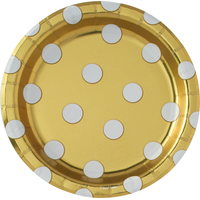 Metallic Polka Dot Dessert Plates, 8-ct Overhead_Flat