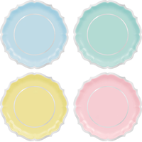 Grandes assiettes à dîner ornementées, jolis pastels, paq. 8 Overhead_Flat