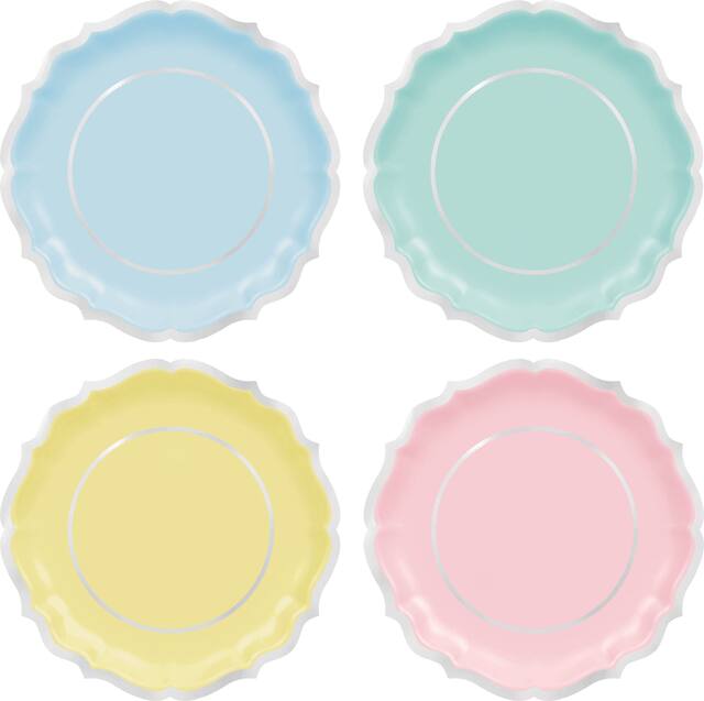 Pretty Pastels Ornate Dinner Plates, 8-pk Overhead_Flat