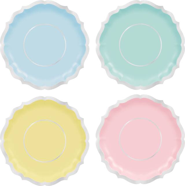 Pretty Pastels Ornate Dessert Plates, 8-pk Overhead_Flat
