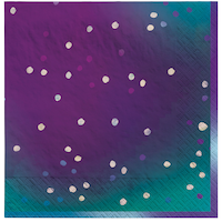 Serviettes de table en papier iridescentes, violet et vert, paq. 16 Overhead_Flat