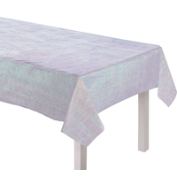 Iridescent Rectangular Easy-Clean Plastic Table Cover, 54-in x 102-in CloseUp