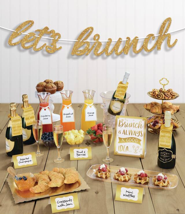Glitter & Metallic Gold Brunch Buffet Table Decorating Kit Composite_or_Mixed