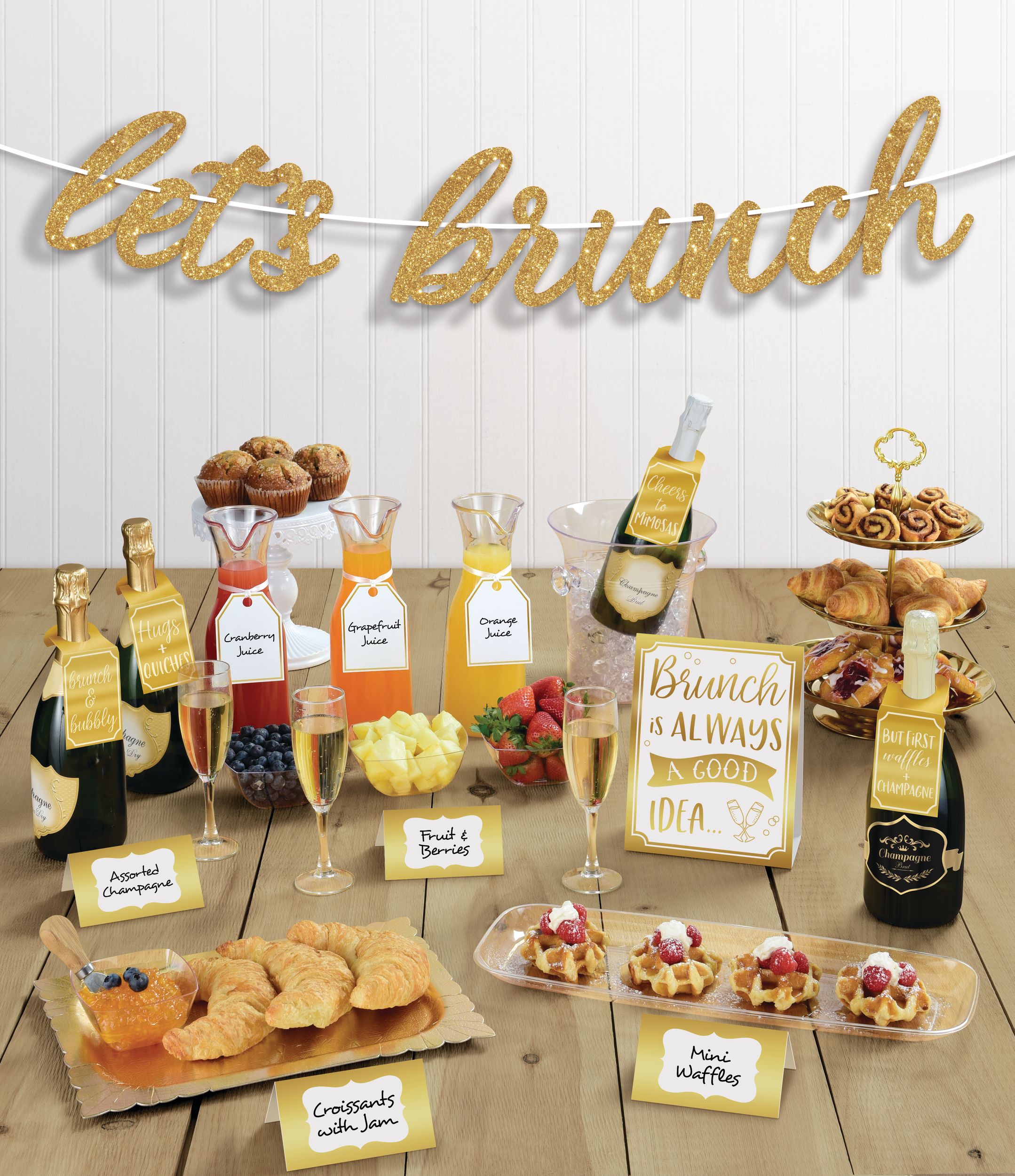 Glitter & Metallic Gold Brunch Buffet Table Decorating Kit Composite_or_Mixed