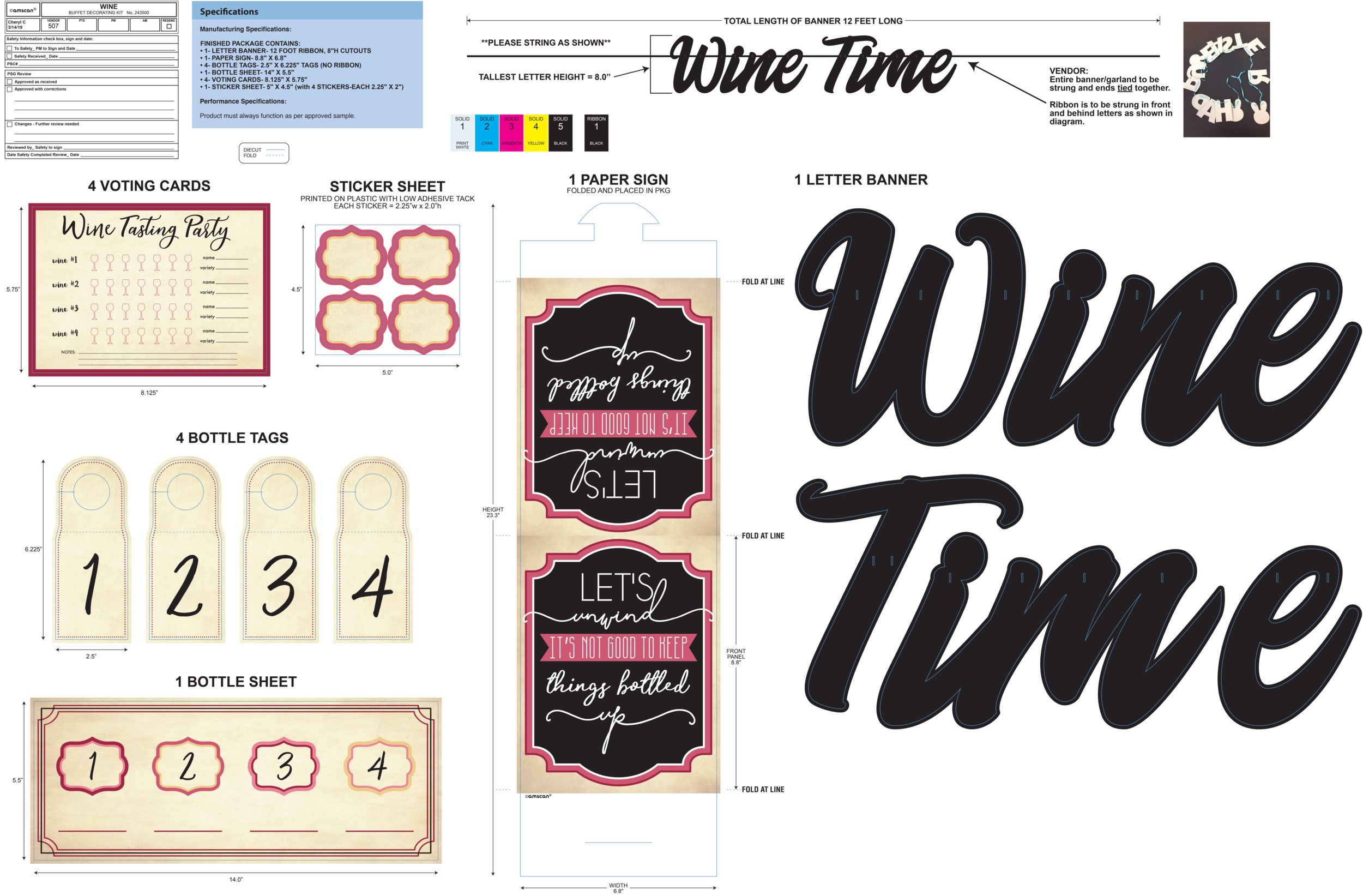 Wine Tasting Buffet Table Decorating Kit, White, for Wine Tasting Party Front_Flat