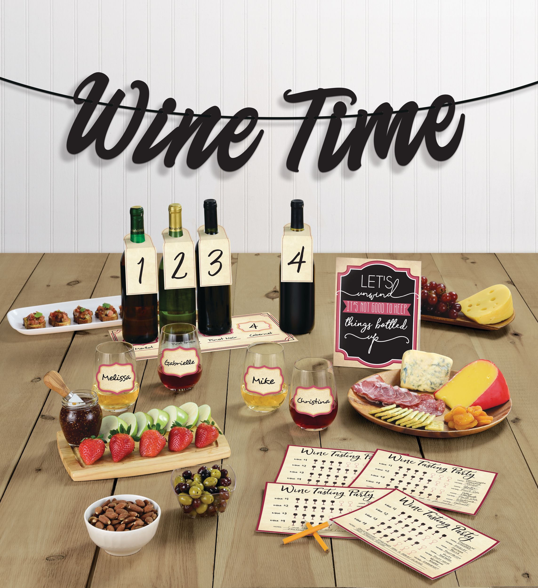 Wine Tasting Buffet Table Decorating Kit, White, for Wine Tasting Party Composite_or_Mixed