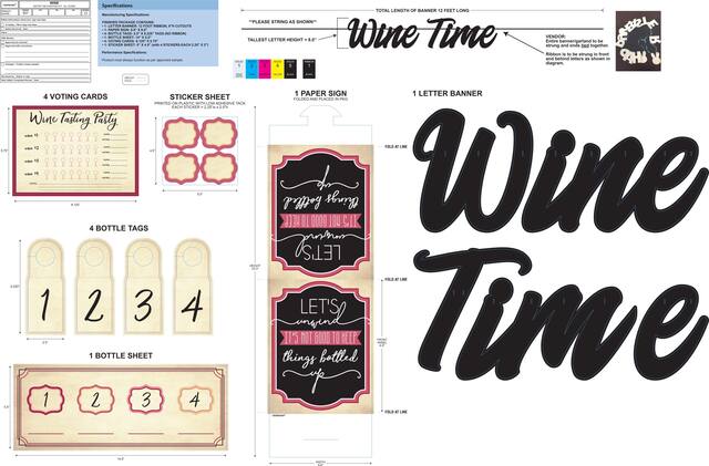 Wine Tasting Buffet Table Decorating Kit, White, for Wine Tasting Party Front_Flat