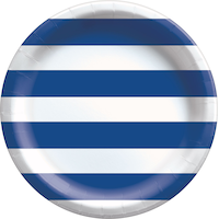 Striped Lunch Plates, Royal Blue, 9-in Overhead_Flat