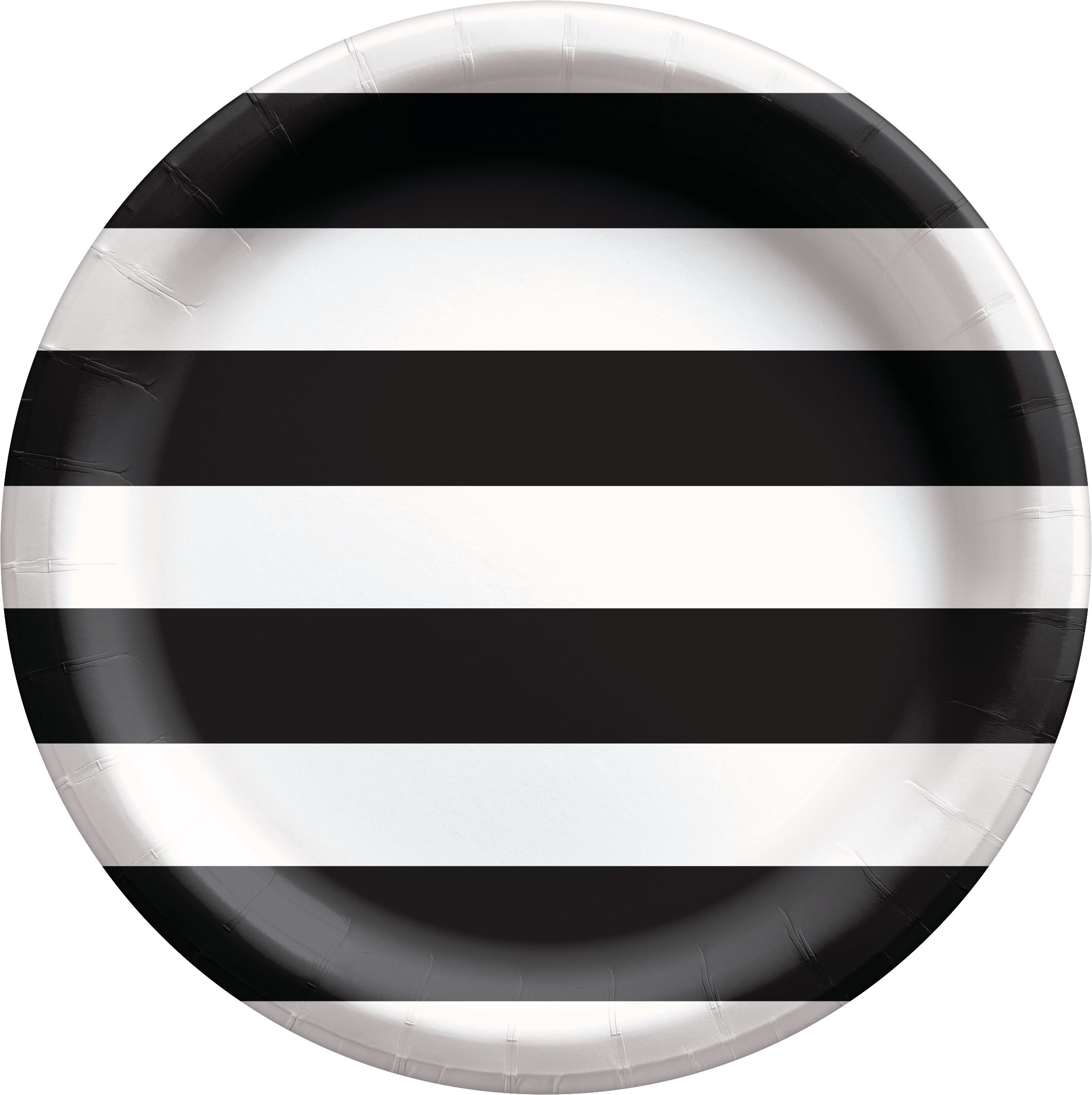 Striped Lunch Plates, Black, 9-in, 8-pk Overhead_Flat