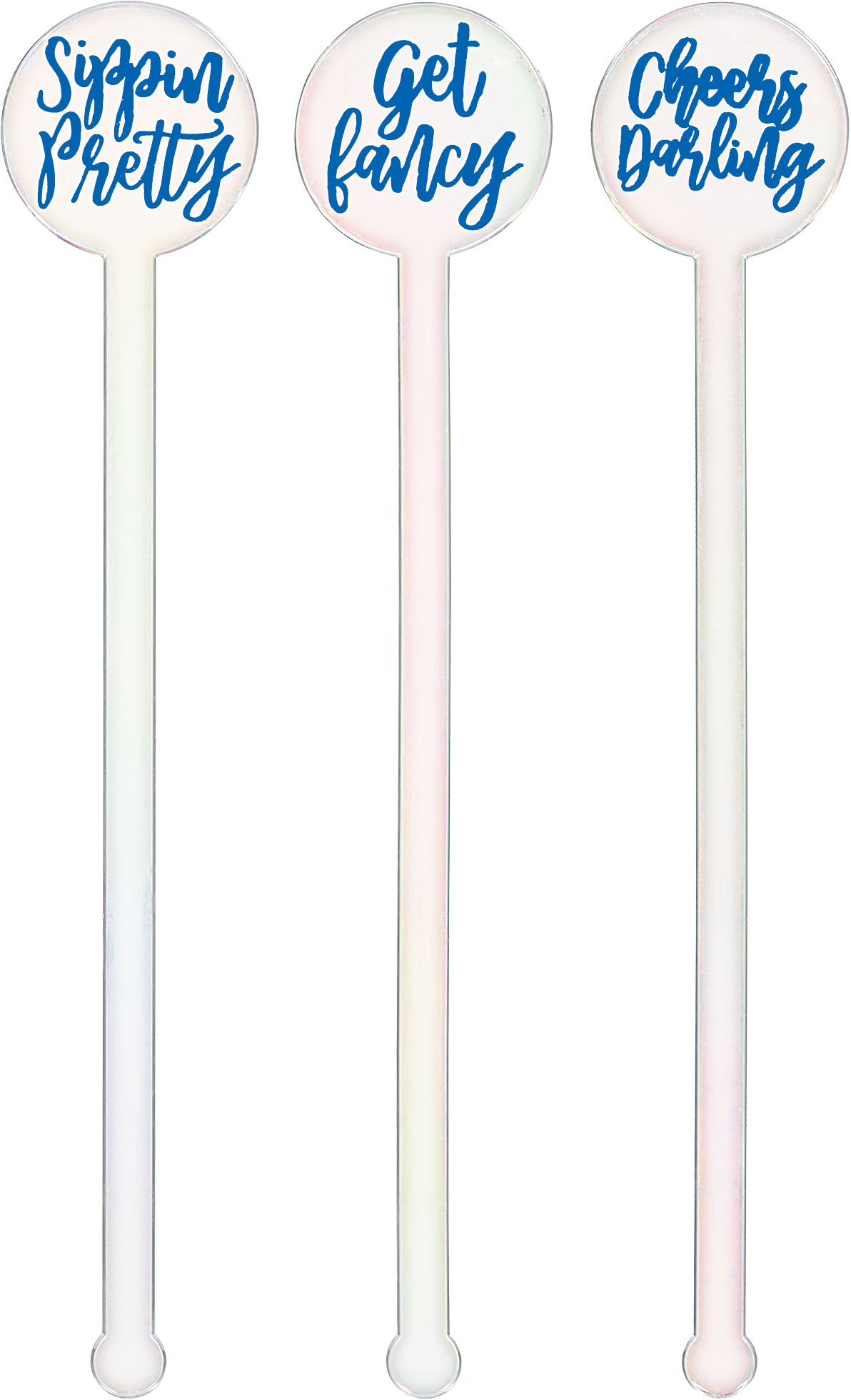 Iridescent Printed Plastic Stirrers, 12-pk Front_Flat