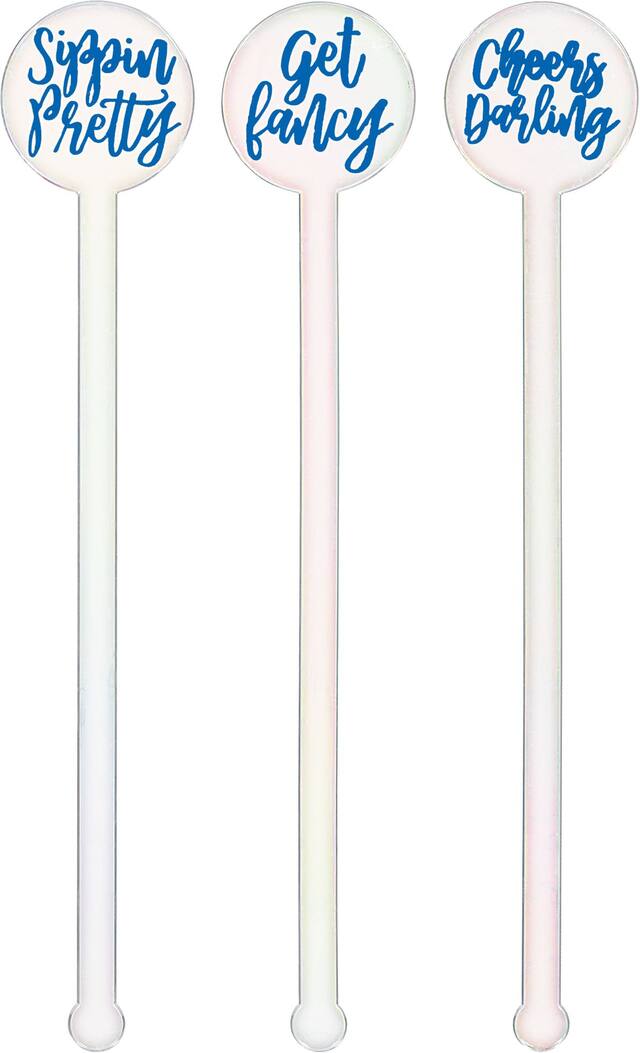 Iridescent Printed Plastic Stirrers, 12-pk Front_Flat