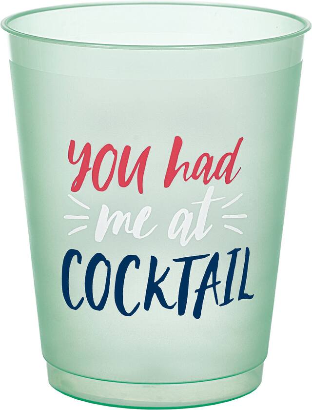 Green You Had Me at Cocktail Frosted Plastic Cups, 18-ct Front_Elevated