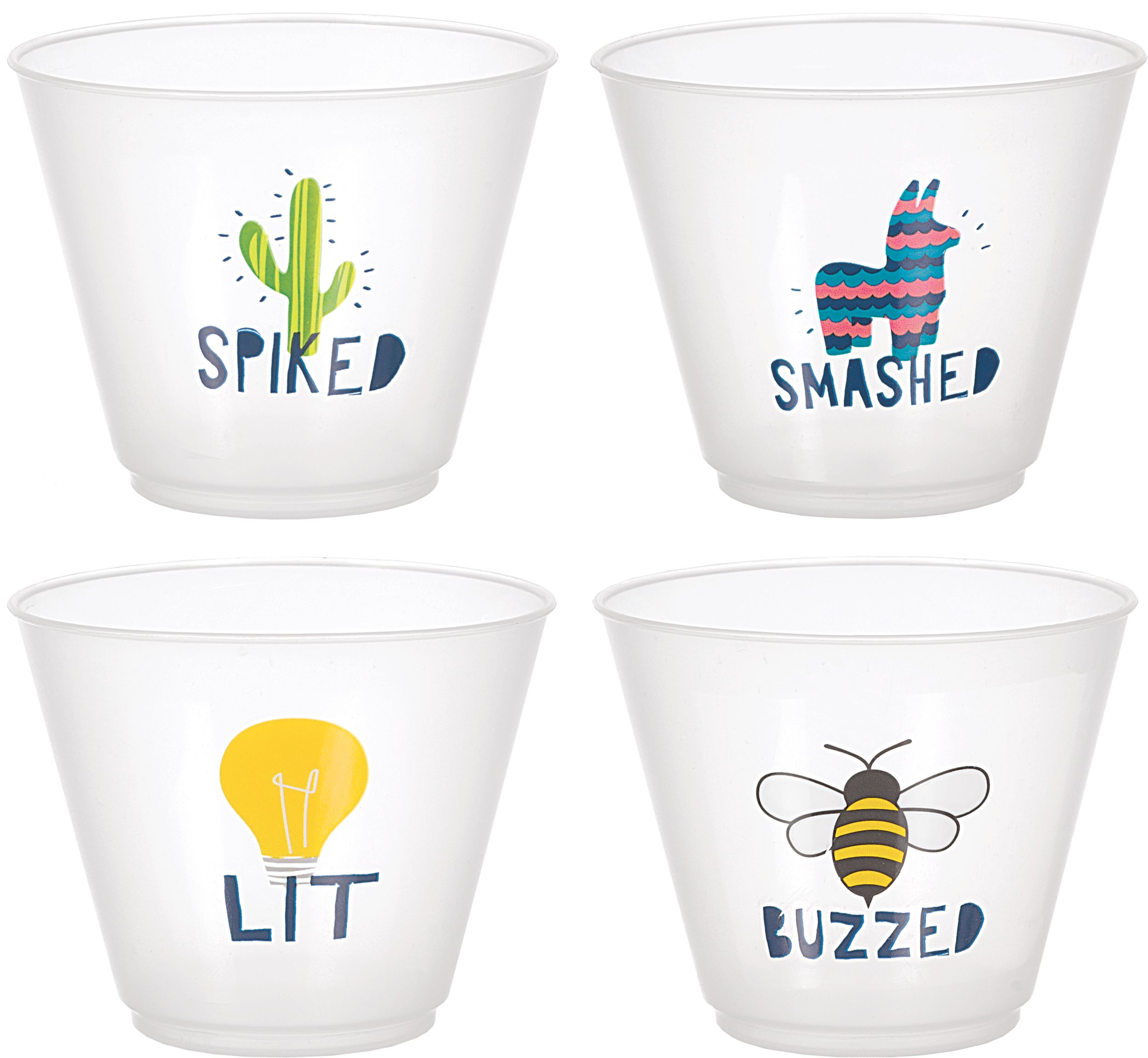 Verres Buzzed, Lit, Smashed et Spiked, paq. 12 Front_Elevated