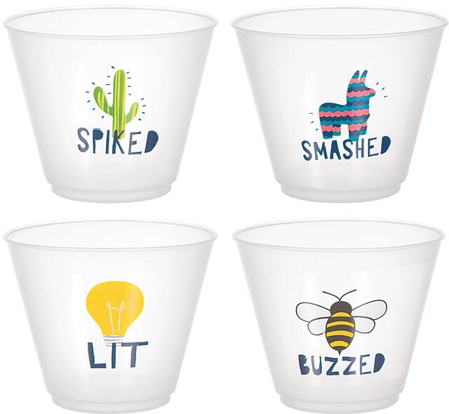 Buzzed, Lit, Smashed & Spiked Plastic Tumblers, 12-ct Front_Elevated