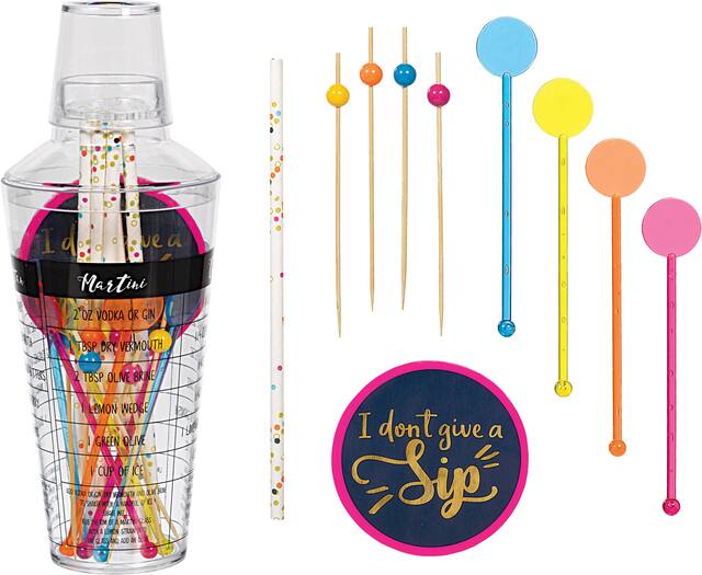 Bright Multi-Coloured Cocktail Shaker Kit Composite_or_Mixed