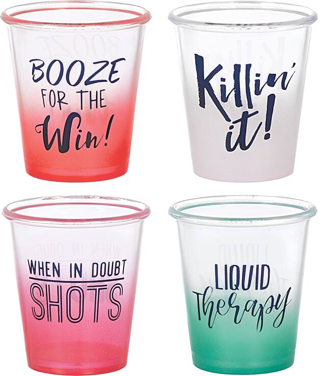 Ombre Slogan Plastic Shot Glasses, 1.5-oz, 4-pk Front_Elevated