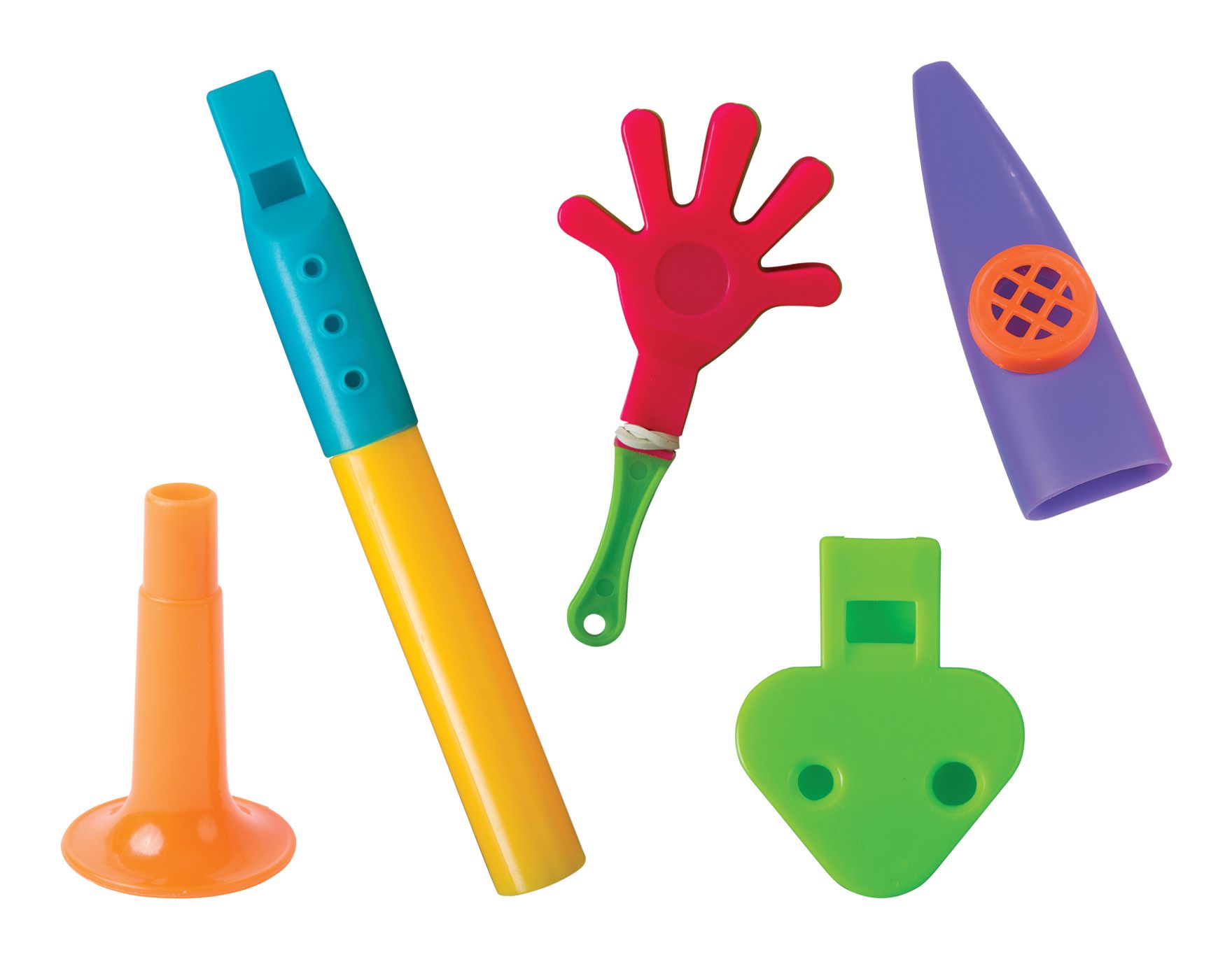 Party Noisemakers, Multi-Coloured, 100-pk, for Birthday/Party Favour Overhead_Flat