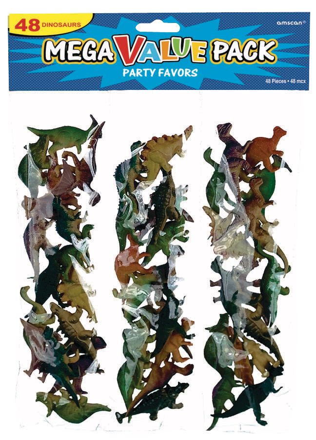 Prehistoric Dinosaur Toy Favours, Multi-Coloured, 36-pk, for Birthday/Party Favour Front_Flat