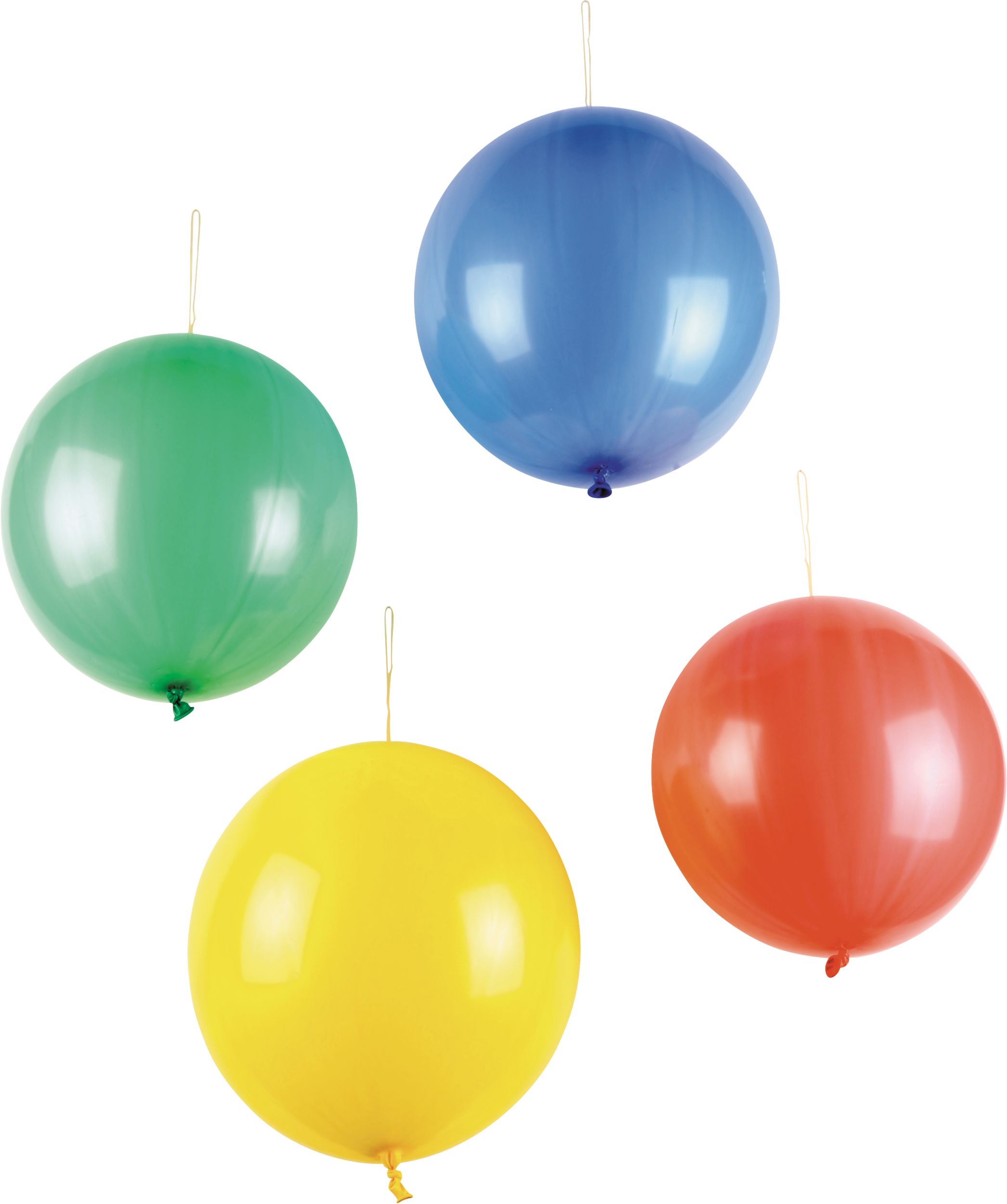 Round Punch Balloons, Blue/Red/Yellow/Green, 8-in, 14-pk Front_Flat