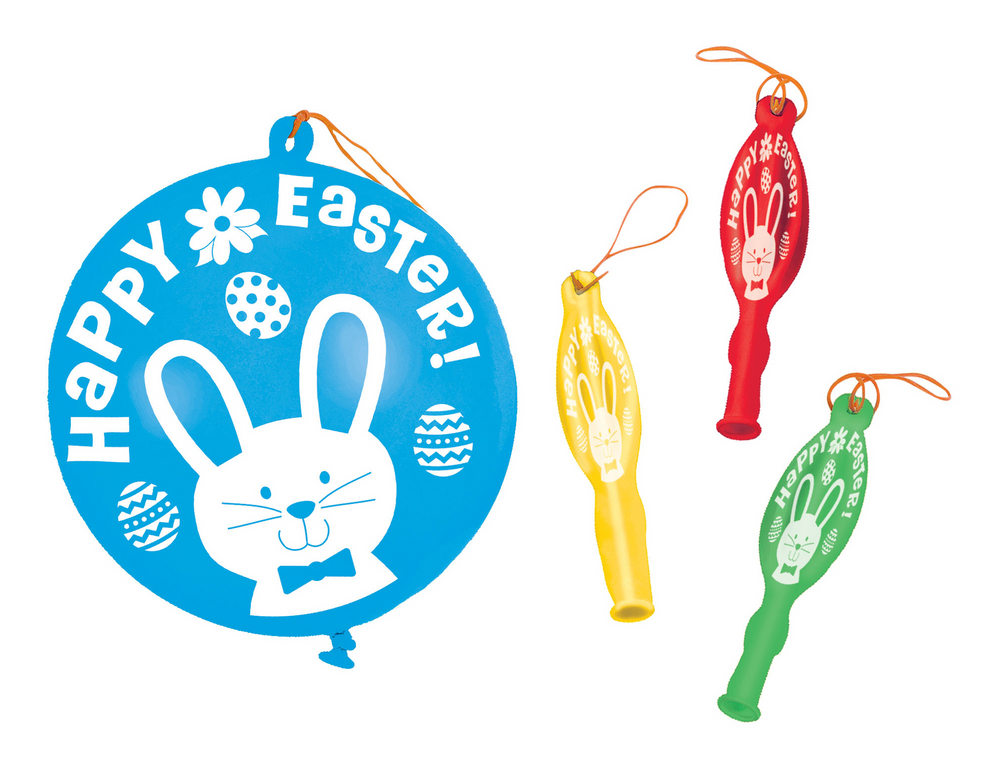 Happy Easter Round Punch Balloons, Blue/Red/Yellow/Green, 8-in, 14-pk, for  Easter