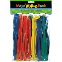 Round Punch Balloons, Blue/Red/Yellow/Green, 8-in, 14-pk