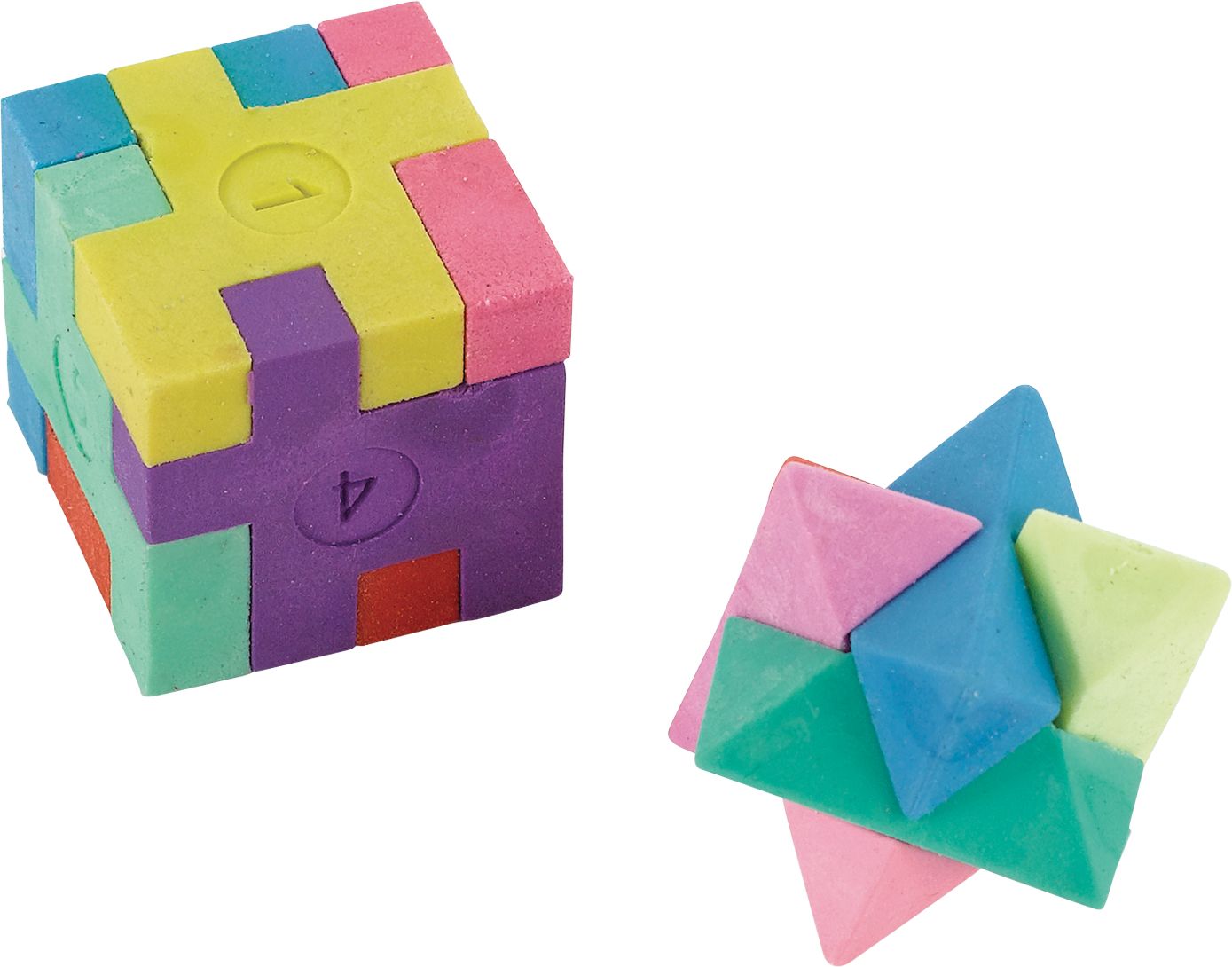 Puzzle Pencil Erasers, Multi-Coloured, 12-pk, for Arts & Crafts/Birthday Favour Overhead_Plunge