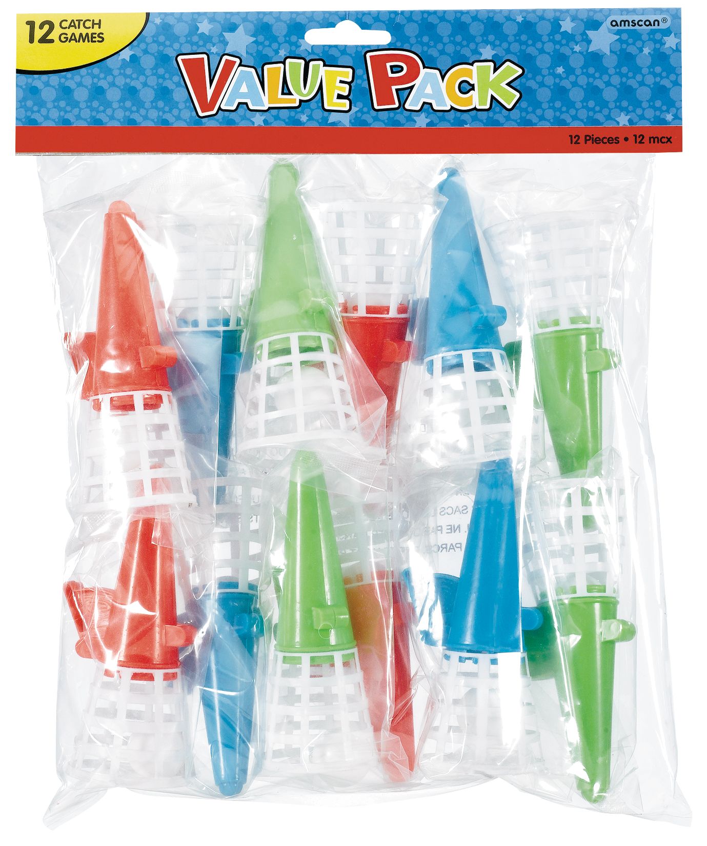 Catch Games, Red/Green/Blue, 12-pk, for Birthday/Party Favour Front_Flat