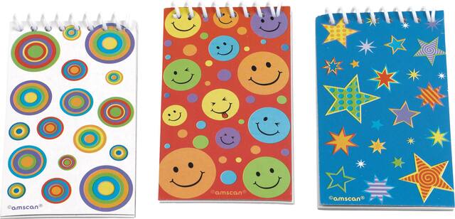 Smiley Face/Star/Circles Notepad Books, Red/Blue, 30-pk, for Arts & Crafts/Birthday Favour Front_Flat