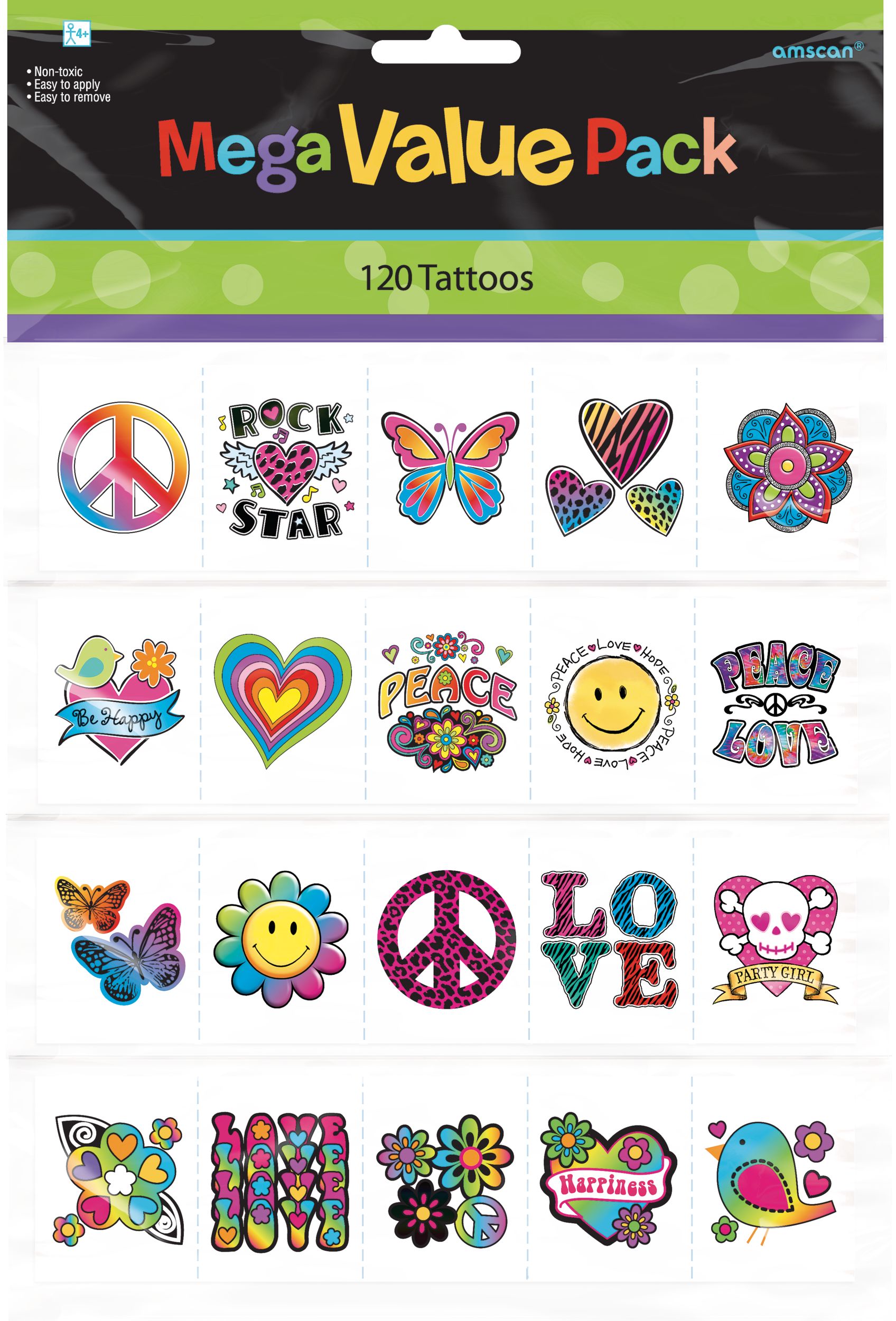 Tatouages pour préadolescents, paq. 24 Front_Flat