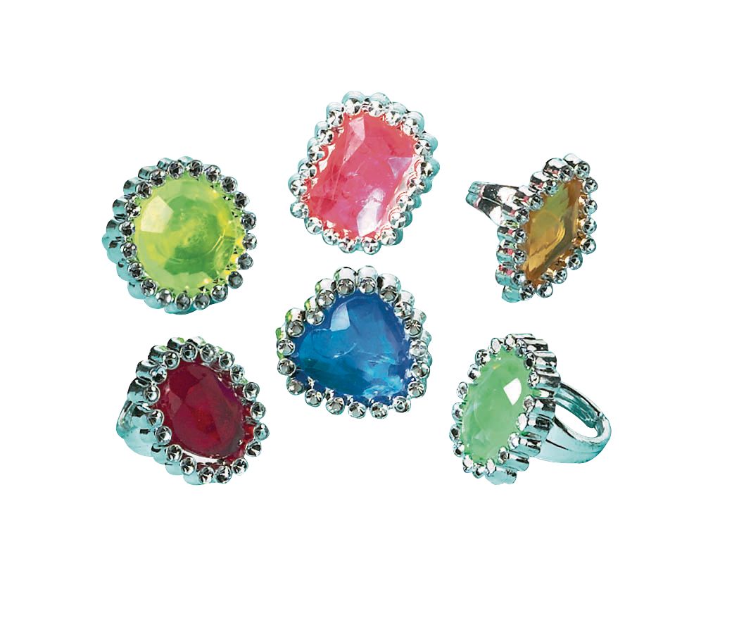 Jewelry Jewel Ring Wearables, Multi-Coloured, 18-pk, for Halloween Composite_or_Mixed