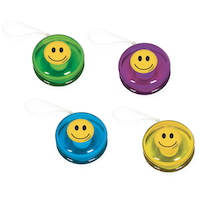 Smiley Face Yo-Yo Toy, Green/Blue/Purple/Yellow, 16-pk, for Birthday/Party Favour