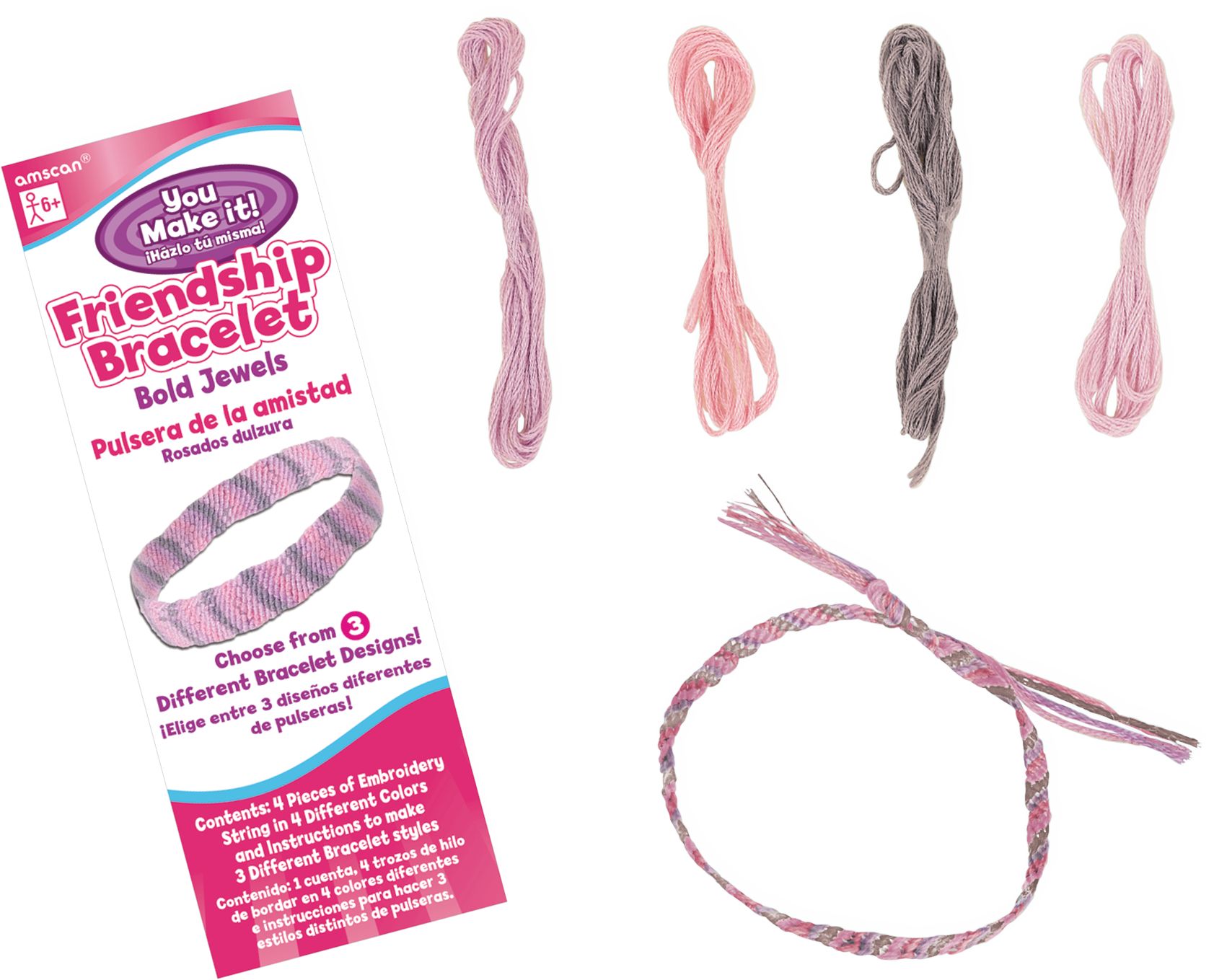 DIY Customizable Friendship Bracelet Kits, Pastel Pink, 12-pk for Arts & Crafts/Birthday Favour Composite_or_Mixed