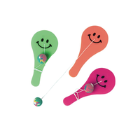 Smiley Face Paddle Ball Toys, Green/Orange/Pink, 10-pk, for Birthday/Party Favour