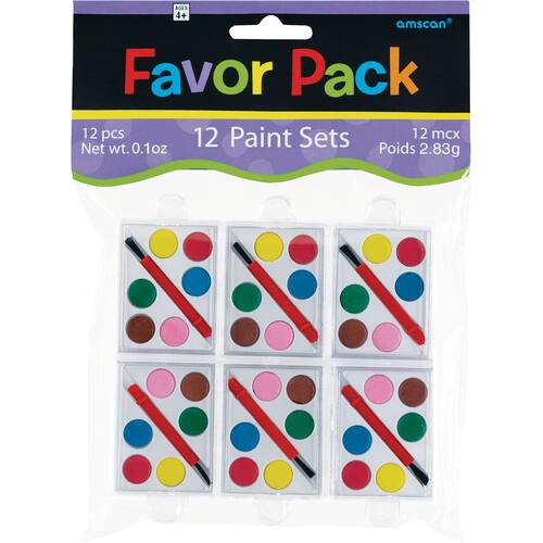 Paint Set Party Favours, Multi-Coloured, 12-pk Ages 4+, for Birthday/Party Favour