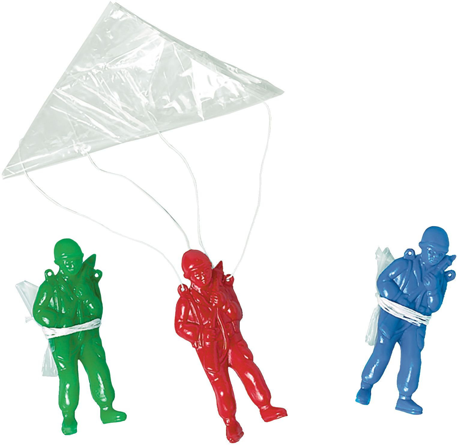 Large Paratrooper Toys, Green, 6-pk, for Birthday/Party Favour Front_Angled_Right