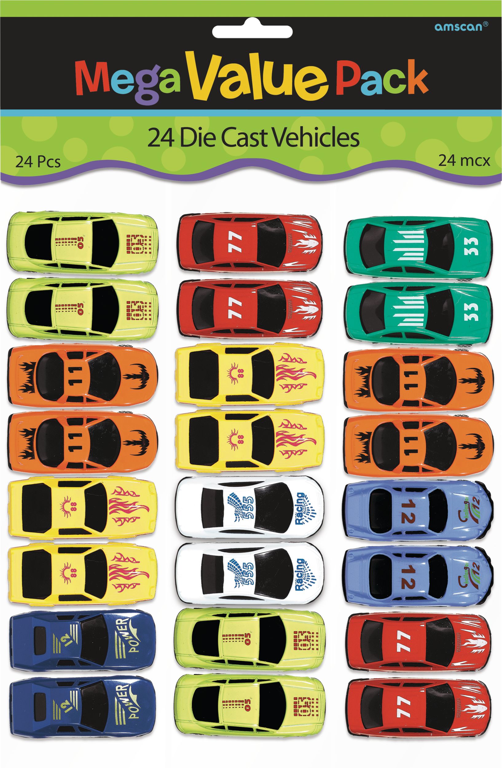 Race Car Toys, Multi-Coloured, 21-pk, for Birthday/Party Favour Front_Flat