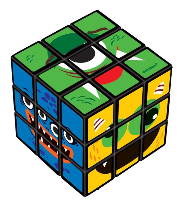 Monsters Puzzle Rubik's Cube Toy Favours, Multi-Coloured, 6-pk, for Birthday/Party Favour Overhead_Plunge