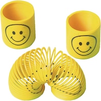 Smiley Face Toy Springs, Yellow, 12-pk for Birthday/Party Favour Composite_or_Mixed