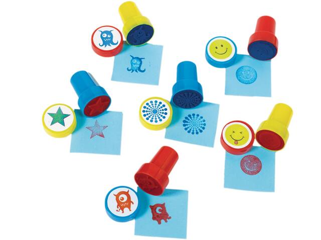 Smiley Face/Monster/Star Stampers, Red/Yellow/Blue, 12-pk, for Arts & Crafts/Birthday Favour Composite_or_Mixed