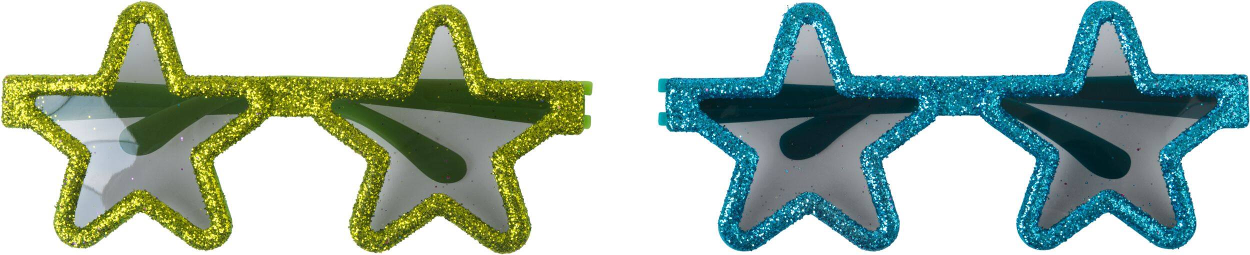Glitter Star-Shaped Sunglasses, Assorted Colours, 12-pk Front_Flat