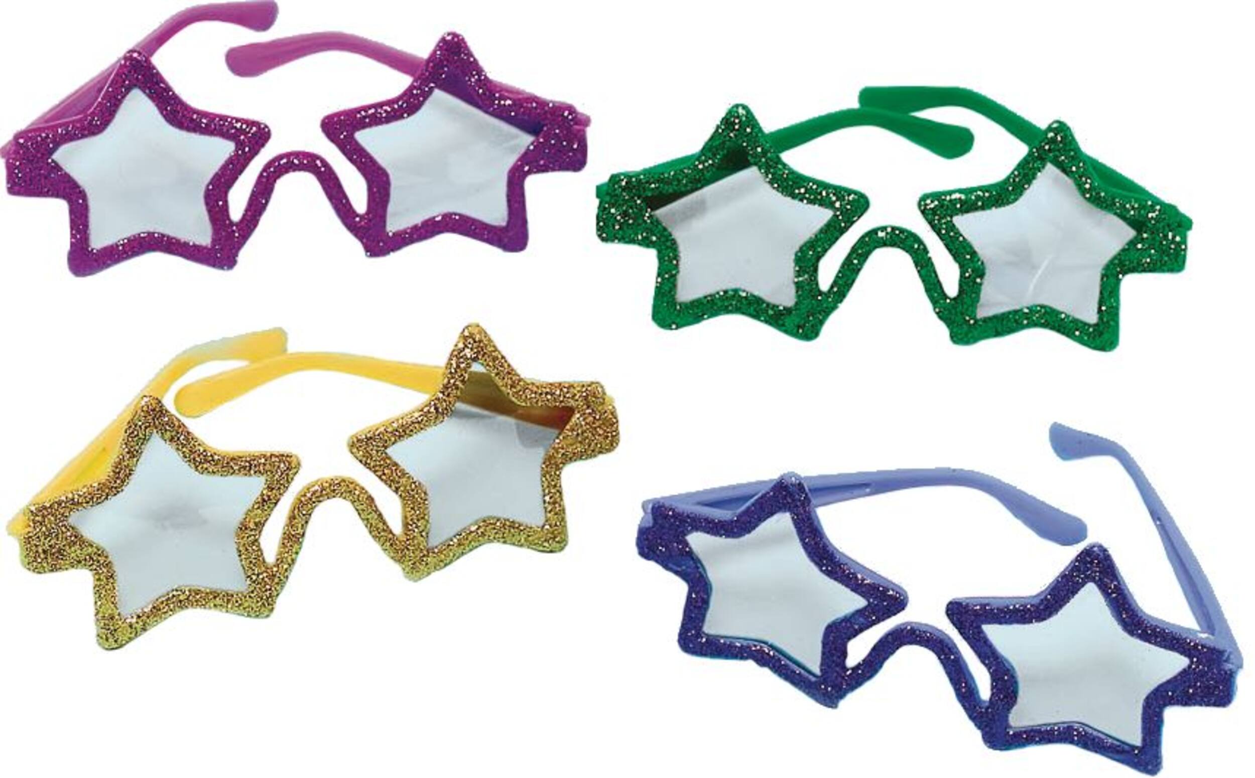 Glitter Star-Shaped Sunglasses, Assorted Colours, 12-pk | Party City