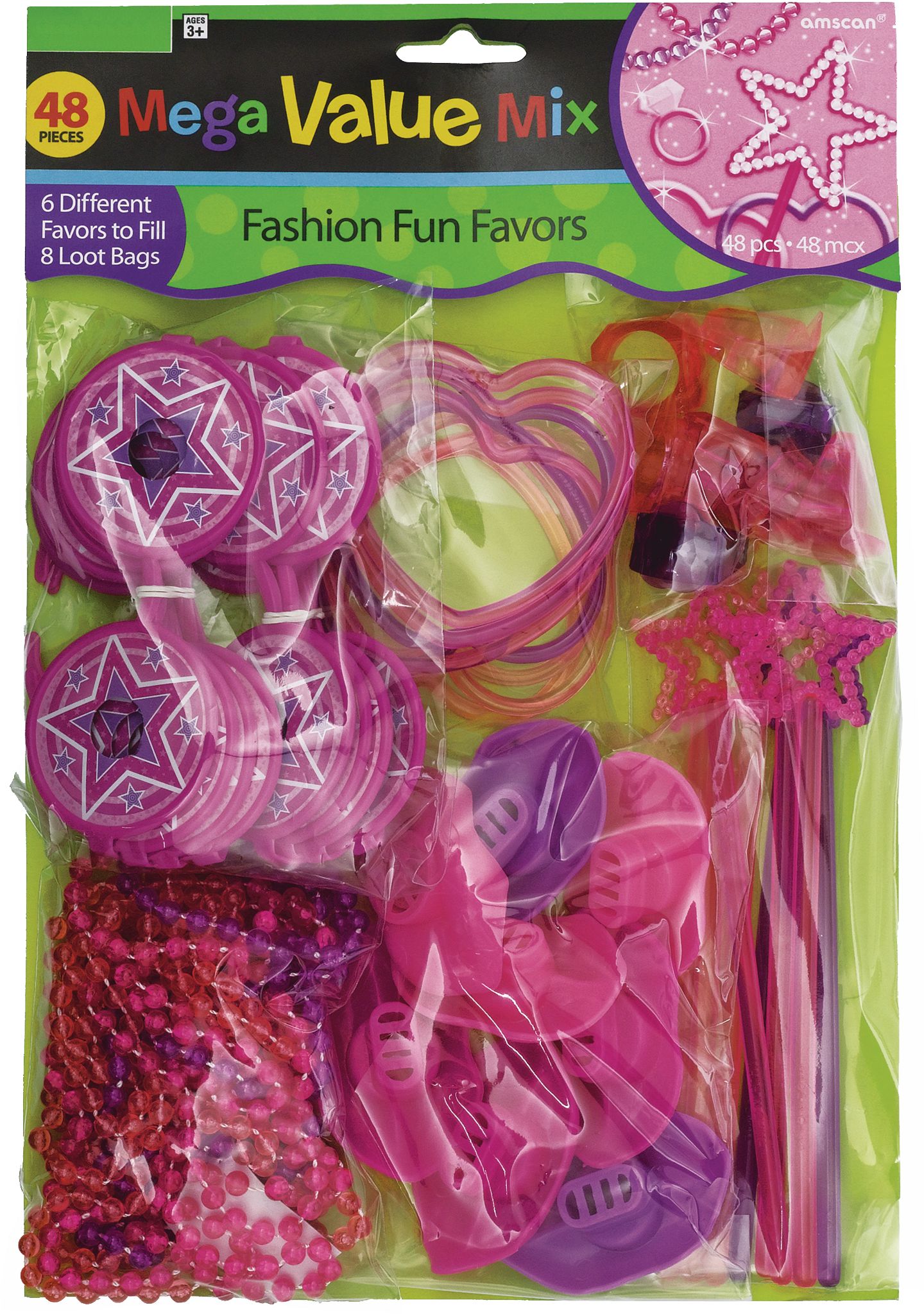 Fashion Fun Wearable Favours with Necklaces, Wands & More, Purple, 48-pk, Ages 3+, for Birthday/Party Favour Front_Flat